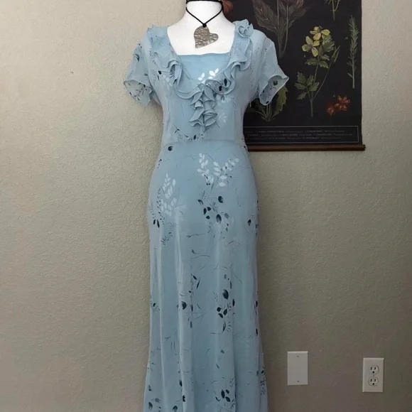 evan picone blue dress Blue A Line Round Neck Two Pieces Beading Tulle Long Prom Dresses, Two –  Shiny Party